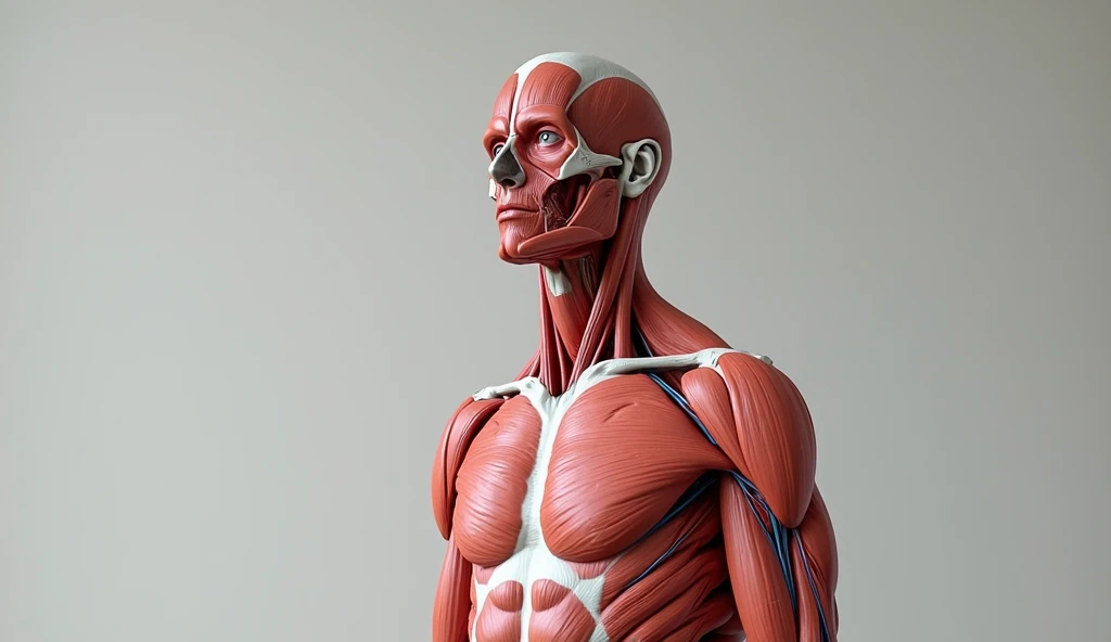 Female bodybuilder wearing mask fully naked on chest