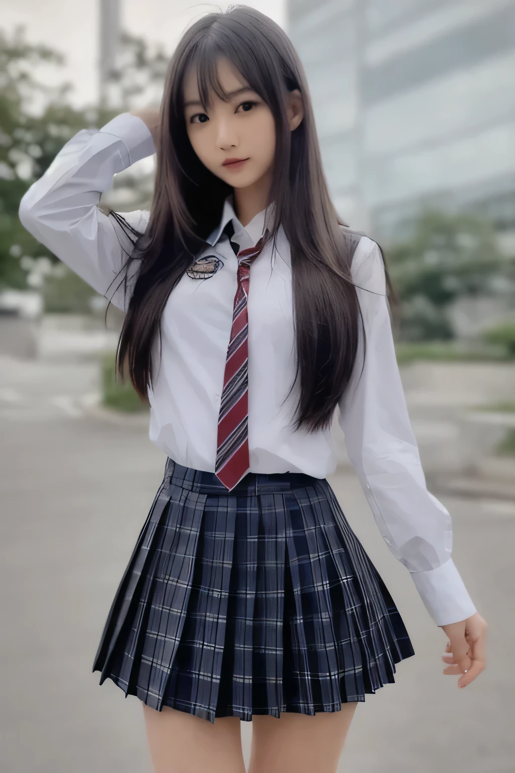 1girl,perky breasts,semi-long hair,deep black hair,straight hair,expressionless,looking back,mouth mask,perfect eyes,blue eyes,groomed eyebrows,
BREAK ,cardigan,tartan check skirt,frilled panties,upskirt,from below,
BREAK from behind,dutch angle,outdoor,station,escalator,((depth of field,portrait)),
BREAK score_9,source_anime,rating_explicit,uncensored,