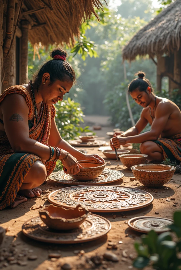 A rope making villager five men two women men wearing lungi baniyan women in saree