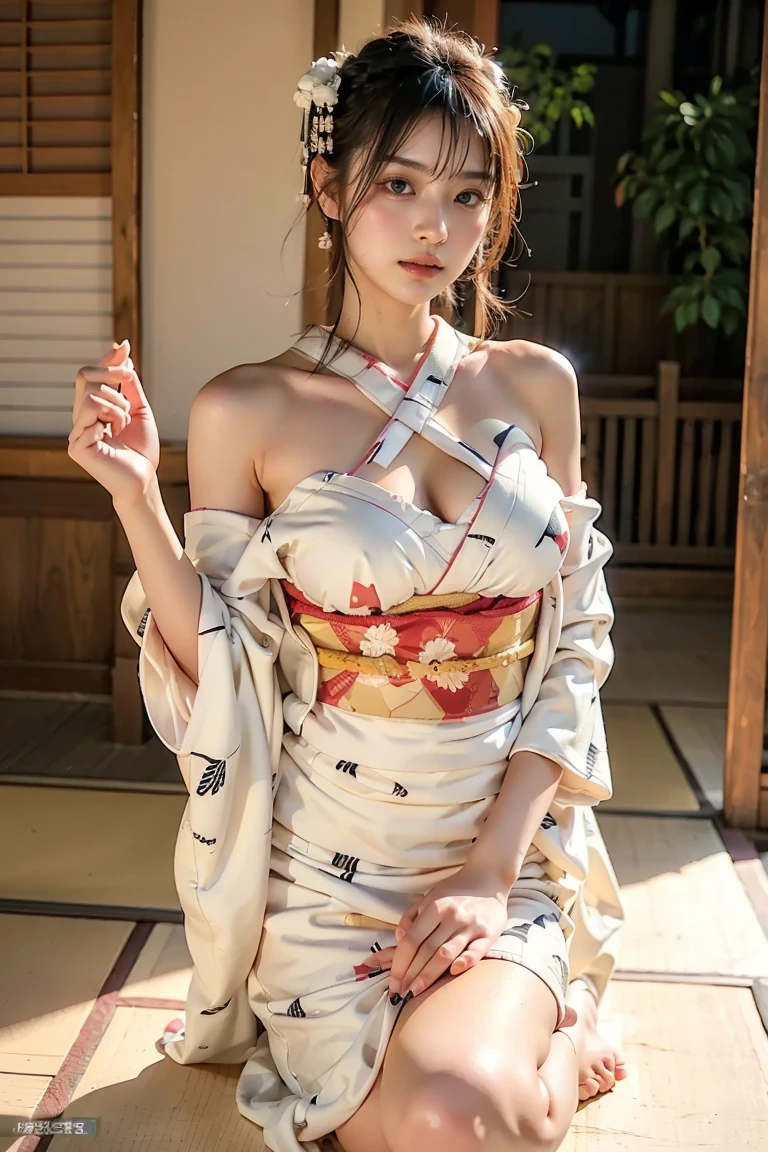 (Kimono with tortoise shell pattern, Complex pattern, Webbing:1.4),
((highest quality, 8k, masterpiece: 1.3)), Perfect body beauty: 1.4, (Breast A cup:1.2), Small breasts, Round shaped breasts, Perfectly shaped breasts, Highly detailed face, Beautiful woman, (Dark brown shortcuts), Slim face, Highly detailed face and skin texture, Highly detailed lips, (Realistic:1.4),
((22 years old, Sexy female college student:1.2)),
((Yoshiwara Soap, Standing at the wash area of a cypress bath, Start taking off clothes, I can see your beautiful thighs:1.7)),
((Sexy atmosphere, hold out your lips, Feeling it when it is inserted into the female genitals, A sigh escapes, Hair is messed up, Hold your chest with your hands)),
((Dark room, Lantern:1.2)),
((Squint your eyes)),
((purse your lips:1.2)),
((Blushing:1.2)),
((Open your mouth a little to show your white teeth)),
((Fluffy cleavage,Flat Chest:1.2)),
Narrow shoulders, Long, slender legs, Thin waist,
Ultra-detailed skin, Glossy Skin, Ultra detailed face, Ultra detailed breasts,
Ultra-detailed eyes, Slit eyes, Brown eyes, double eyelid, Beautiful thin eyebrows, Thin, long eyelashes,
Ultra-detailed lips, Fuller lips, Glossy pink lips, Flushed Cheeks, White teeth,
Beautiful actress's languid make-up, Pink lipstick, Smoky eyeshadow, Eye foundation,
Dark brown hair, Delicate and soft hair, Hair blowing in the wind,
(Elegantly putting your hair up, short hair, ponytail:1.5), Layered Cut, (Blunt bangs:1.2),