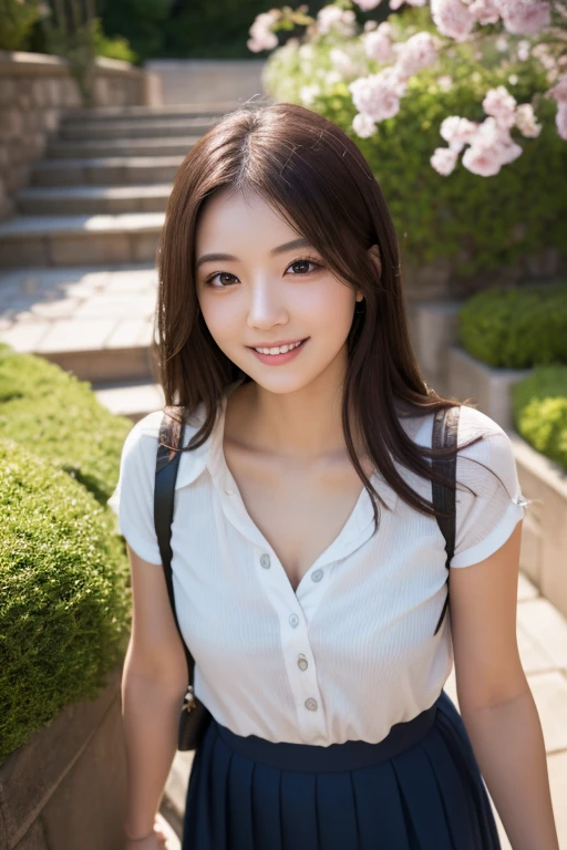 (Best quality, masterpiece: 1.2), Thai girl, big boob Cybernetics, Smiling sweetly, Casual outfit: 1.5, Short jeans: 1.5, Detailed facial expression: 1.5,
A Thai cybernetics girl radiating a sweet smile, wearing well-fitted short jeans that accentuate her slender figure. The intricate details of her cybernetic enhancements contrast starkly with her natural, radiant expression. The setting is balanced between natural and urban elements, suggesting a garden or park environment. The sunlight filters through the trees, casting dappled patterns on her body, adding depth and texture to the image. The vivid colors and sharp