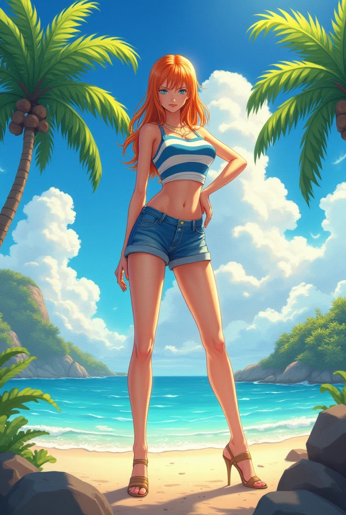 Nami from onepiece, on beach