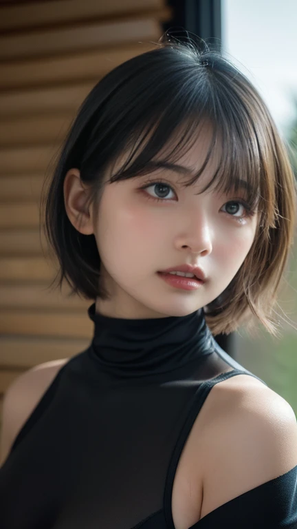 (masterpiece:1.3), (8K, Realistic, RAW Photos, Highest quality: 1.4), (One girl), Beautiful Face, (Realistic Face), (Black Hair, short hair:1.3), Beautiful hairstyle, Realistic eyes, Beautiful attention to detail, (Realistic Skin), Beautiful Skin, (bikini), Absurd, Charm, Ultra-high resolution, Ultra-realistic, Very detailed, Golden Ratio,sexy