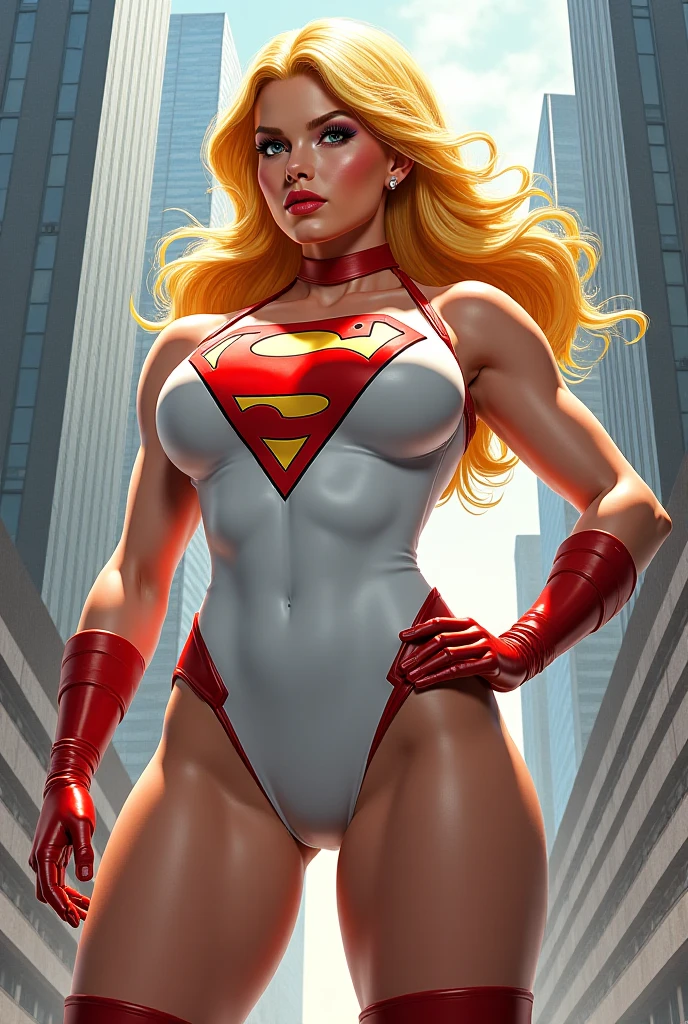 Power girl quadrinhos dc, sensual sexy, traje branco