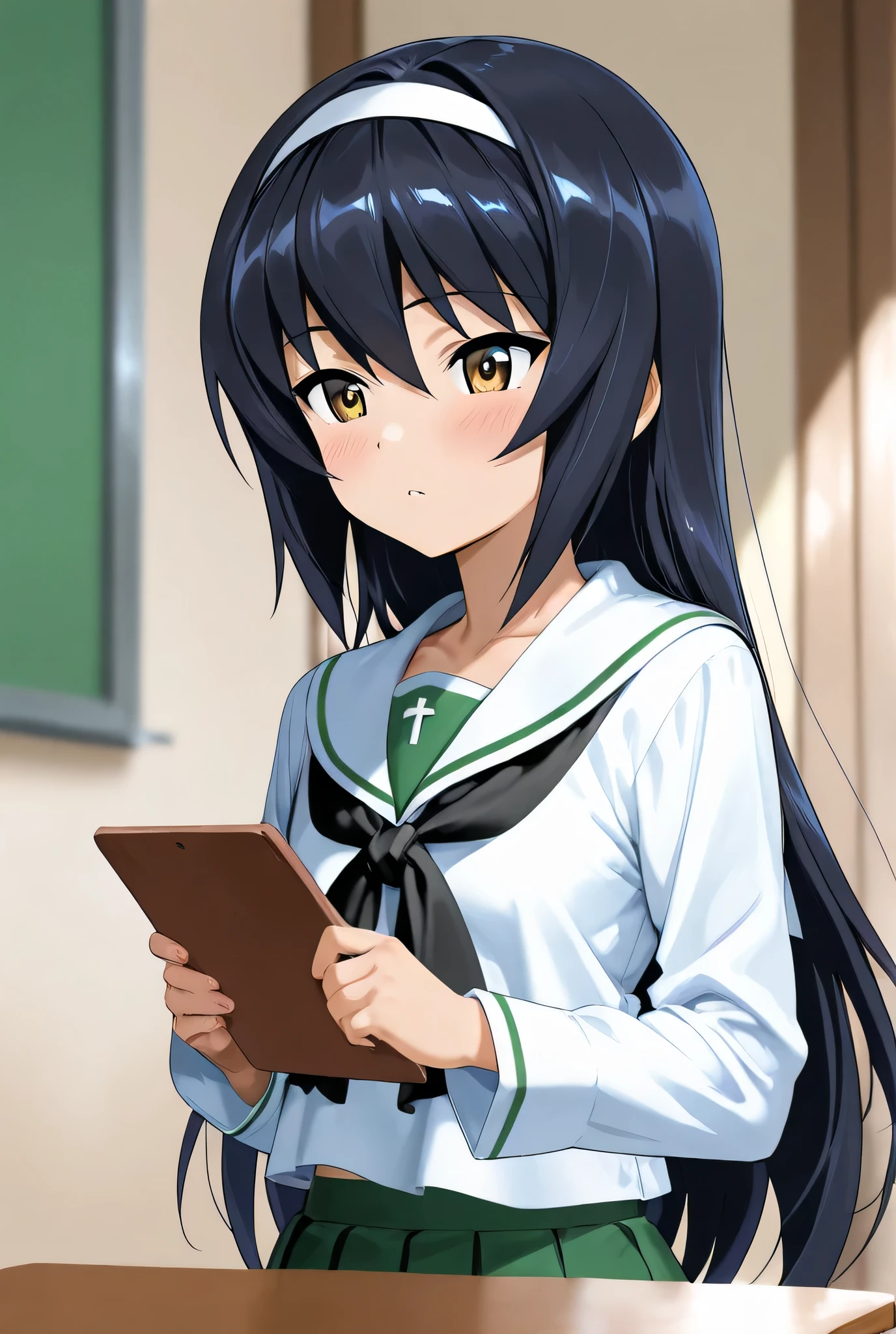Reizei Mako,ooarai school uniform, 1girl ,alone,
