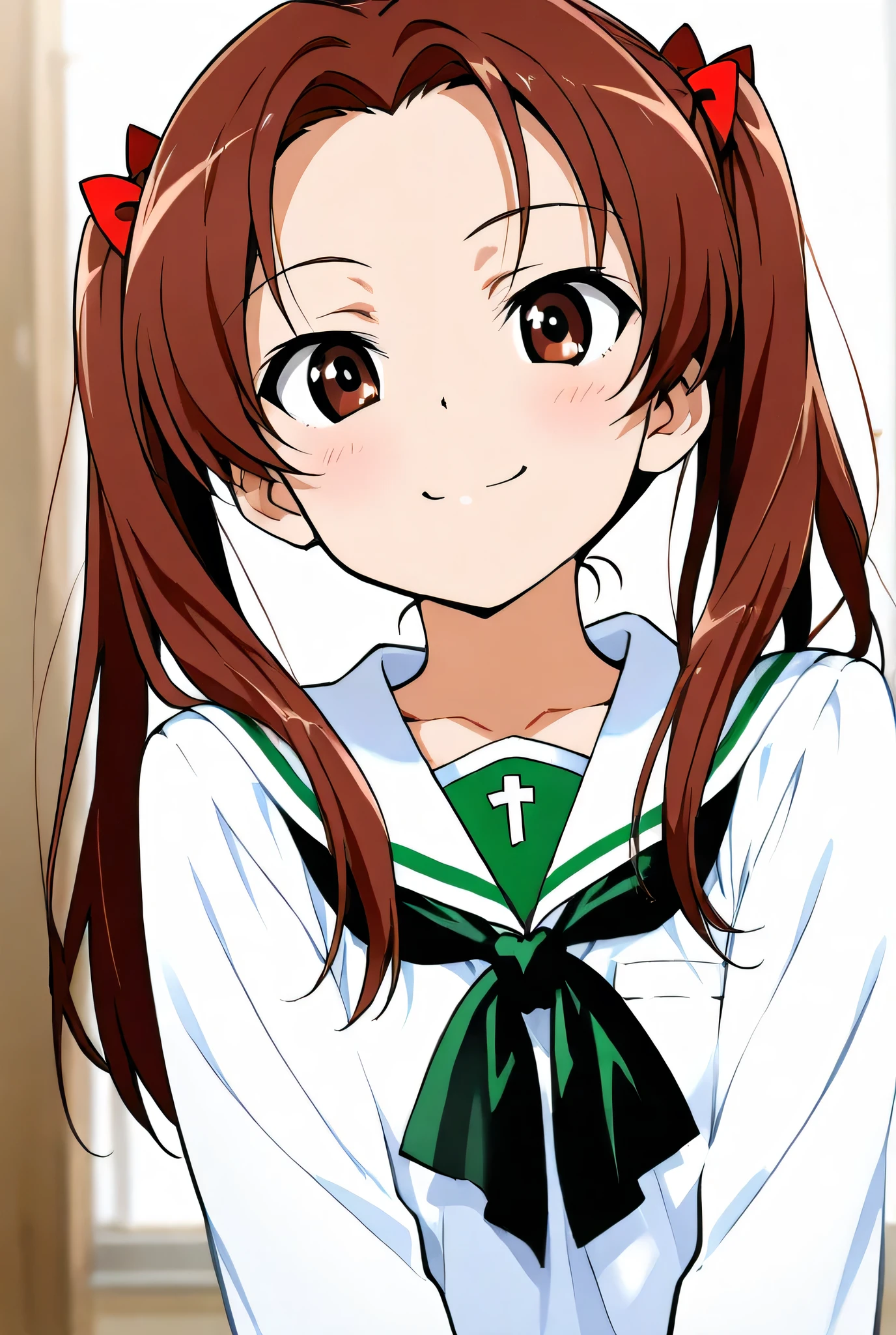 kadotani anzu,ooarai school uniform,1girl,solo,