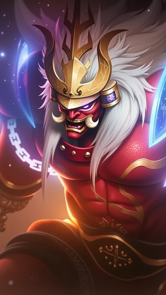 a close up of a red demon with a sword and a sword, onmyoji detailed art, z'gok. 8 k hd resolution, g liulian art style, onmyoji, inspired by Pu Hua, inspired by Li Kan, inspired by Hu Zaobin, inspired by Huang Shen, sun wukong, bian lian, onmyoji portrait
