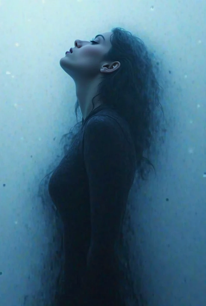 ((Inspired by Alfredo Jaar)), absurd, high resolution, Extremely detailed, (Black and White), (1 Girl:1.3), Hand Painted, Simple lines, sitting in water, Flowing hair