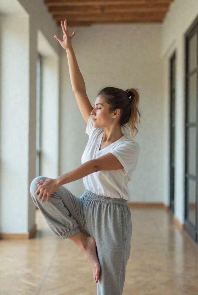 full body,from below,wide shot,photo of a 18 year old girl,happy,practicing Yoga,squating,shirt,denim pants,ray tracing,detail shadow,shot on Fujifilm X-T4,85mm f1.2,sharp focus,depth of field,blurry background,bokeh,<lora:add_detail:1>,