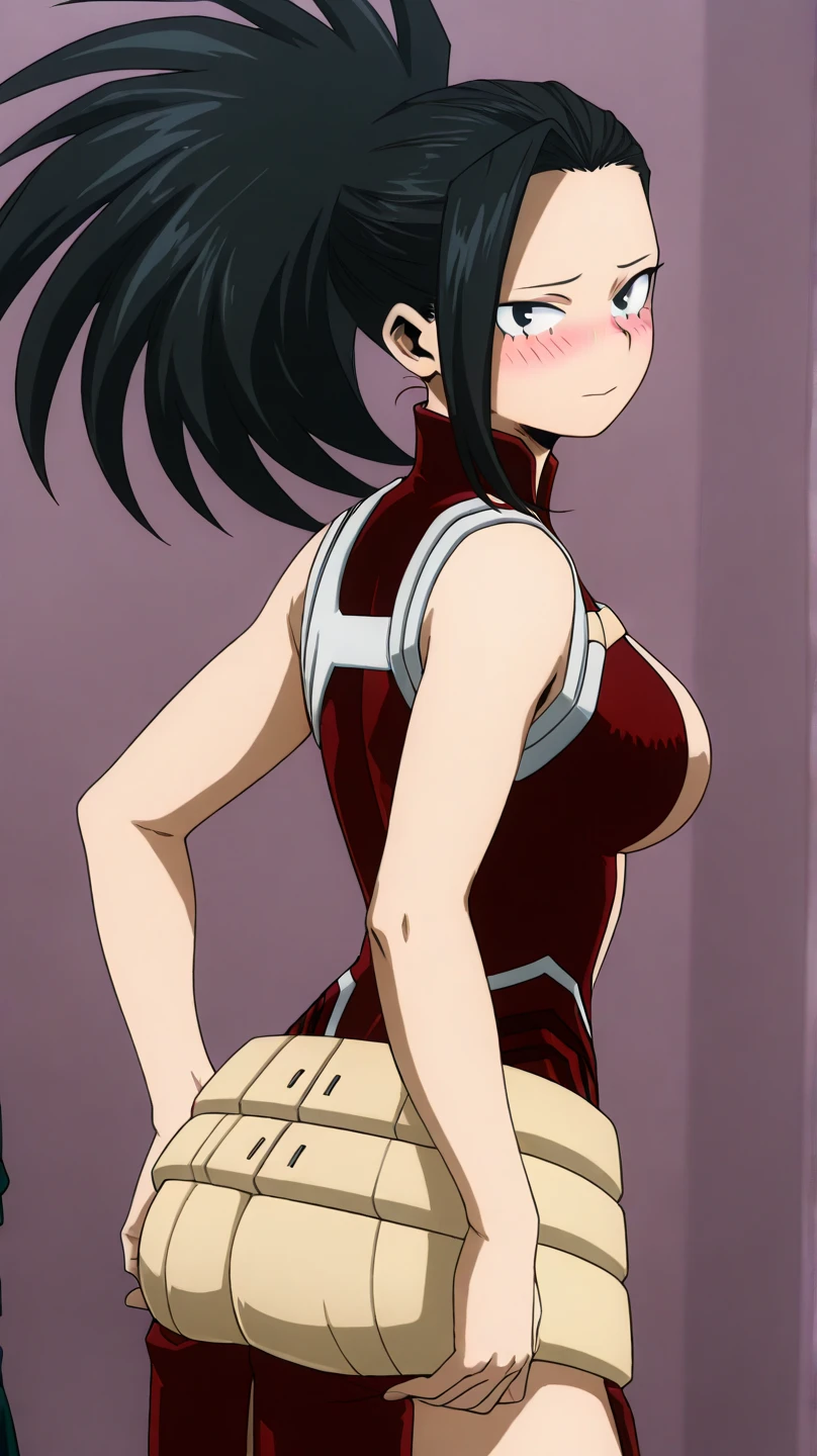 score_9, score_8_up, score_7_up, source_anime, yaoyorozumomo, yaoyorozu momo, long hair, bangs, black hair, ponytail, black eyes, high ponytail, wide ponytail, shouting, cleavage, bare shoulders, belt, leotard, bare arms, center opening, red leotard, beltskirt, outdoors, cityscape, looking at viewer, upper body, huge breasts,S2Z0n1c21.5XL style, solo, girl, Big Breasts, Spread legs wide, Large quantity semen overflowing from the vagina, ((Open your pussy with the fingers of both hands)), NSFW, no mosaic, (((Girl trembling with sexual climax))), Large breasts, Erect nipples, Pink heart shaped eyes, Spread pussy, crotch grab, uterus, urethra, nsfw,