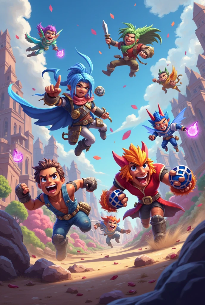 Rayman Legends style tree, character estilo art rayman legends, girl and boy, fully body, viking style, Giant Accessories,Giant Monster