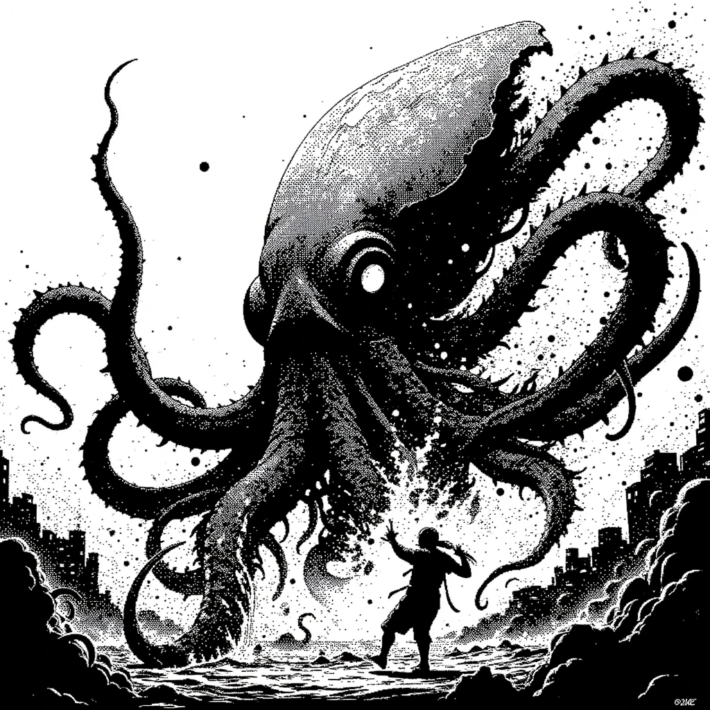 ((masterpiece, highest quality, Highest image quality, High resolution, photorealistic, Raw photo, 8K)), (people taking pictures of a giant creature with their cell phones), Giant female creature, big breasts, big butt, huge tentacles, lovecraftian background, lovecraftian atmosphere, giant cthulhu, huge creature, gigantic cthulhu, giant ethereal creature, eldritch being, lovecraftian monster, giant tentacles, an ominous fantasy illustration, looming creature with a long, nyarlathotep, lovecraftian landscape, 