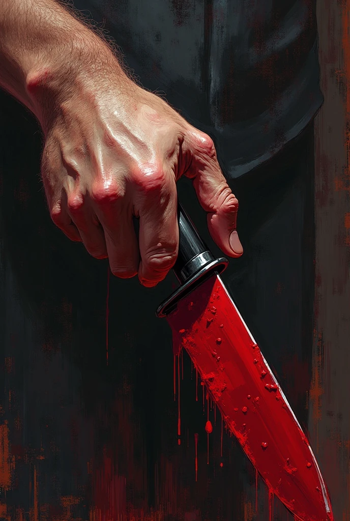  Hand holding bloody knife anime