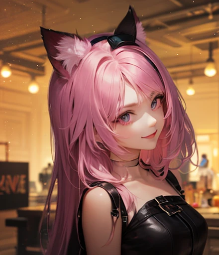 Close-up of a woman posing in a cat costume, Very Beautiful Anime Cat Girl, cute Anime cat girl, Charming cat girl, beautiful Anime cat girl, Pink pigtails and cyan eyes, Anime cat girl, Cat ears anime girl, Very beautiful cute cat girl, Cute 3D anime girl render, Anime cat girl in maid clothes