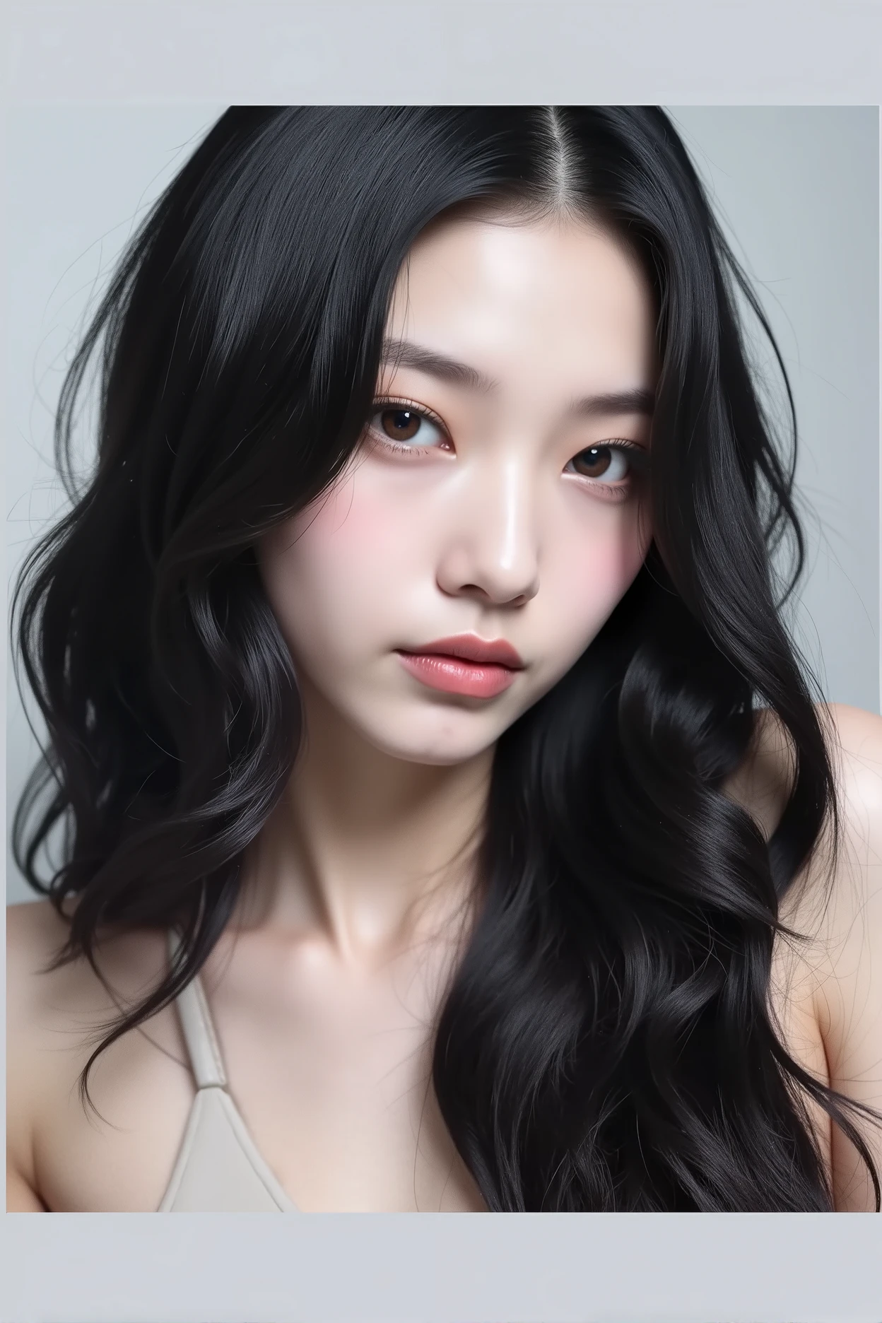 ((Best quality, 8k, Masterpiece :1.3)), 1girl, beautiful woman: 1.3, (long hair: 1.2), ultra-delicate face, delicate eyes, double eyelids, korean girl, grunge, edgy, grunge makeup, goth makeup