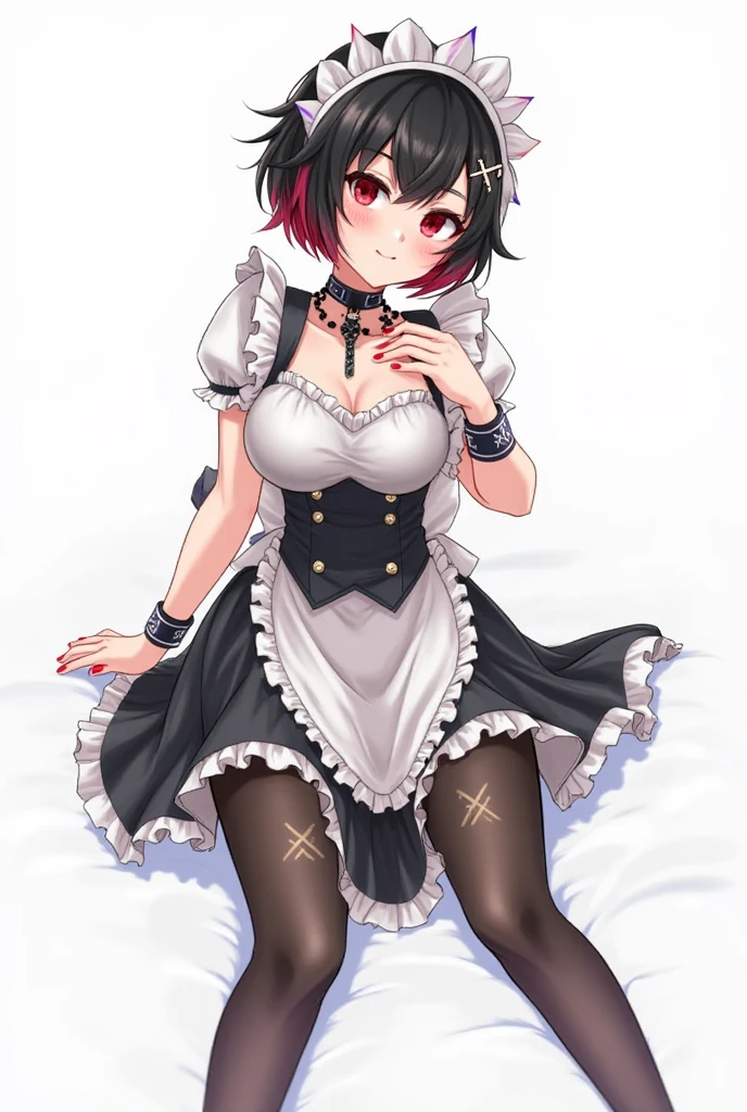 (masterpiece, best quality:1.2),illustration,8k,hd,1girl,solo,cowboy shot,jervis (azur lane),blush,cleavage,detached sleeves,hair ornament,hair over one eye,hat,large breasts,medium hair,nurse cap,white pantyhose,purple eyes,shoes,<lora:Jervis(azur)>,