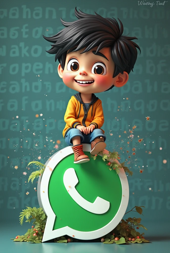 A boy stand with the logo of WhatsApp..the boys name Haroon .. boys name Haroon