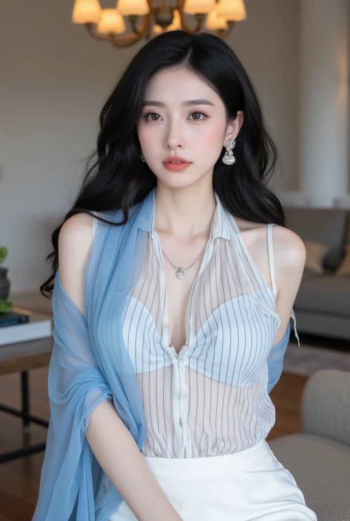 ((top quality, 8K, masterpiece:1.3)), (focus control:1.2), (Perfect Body Beauty:1.4), ((delicate hair)), (Highly detailed face and skin texture), fair eyes, double eyelid, (shiny skin:1.3), 1 woman, (dark brown wavy hair), (beautiful teeth), very small face, smile, Concentrate upon: 1.2, socks, fantastic garden, matted hair, droopy eyes, (linen dress:1.4), japanese girl, (huge wallpaper background:1.4), A variety of colors, Ramie short jacket, (Cowboy Short:1.4), sexy,