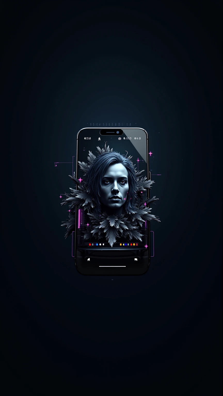 (Glitch Art,Emotional Design:1.3), cell phone , WiFi virus attached