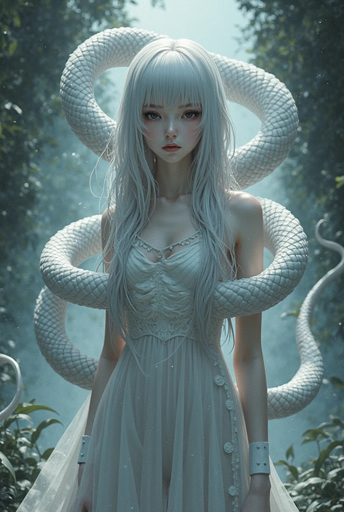 Naked anime girl with snake legs