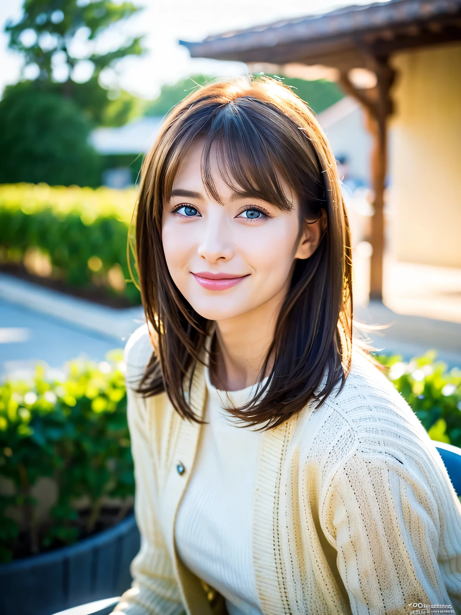 ((White Wine)),(( wine glasses)),(realistic, superrealistic:1.4), 16K HDR, high image quality,((White Wine)),(( wine glasses)),turtleneck dress、Age 33、happy smile、 short hair, best smile、 Japanese Beauty,slim couple、Model Couple、(realistic, Intricate Details :1.2), A wonderful view of the sky and clouds at dusk 、, DSLR Camera , baby bodysuit, detailed background, Use Volume Light ing, sharp concentration sitting on a chair outside, super Realistic skin, VERY BEAUTIFUL EXPRESSION, cloud effect :1.2、professional quality high image quality、Highest quality, slim body ,High quality face,detailed eyes, beautiful lips, SUPERIOR LIGHT PARTICLE , movie light , blue eyes ,(RAW photo), (realistic), (masterpiece), (Highest quality), high image quality, 8k, ( Intricate Details ), ( Volume Light ), portrait , layered hair , brown hair, beautiful eyes, Order Order, Very beautiful eyebrows, Very beautiful skin, Very beautiful mouth, Very beautiful nose, cute like an idol, happy smile, ( Thick lips),