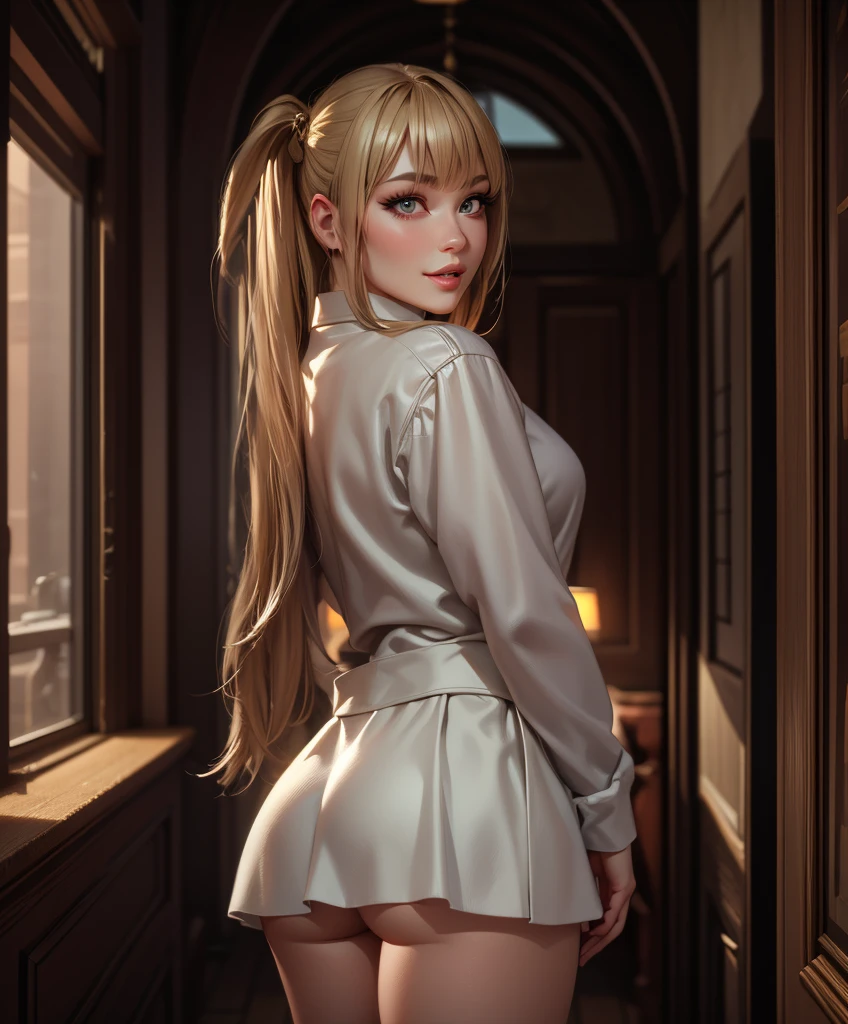 portrait Christina Aguilera, wearing sexy school uniform mini skirt, at school, 6 0 3 0 s, wavy hair, intricate, elegant, highly detailed, digital painting, artstation, concept art, smooth, sharp focus, illustration, art by thomas kindkade, charlie bowater, artgerm, greg rutkowski, alphonse mucha and alexandra fomina, 36k, glittering, shining