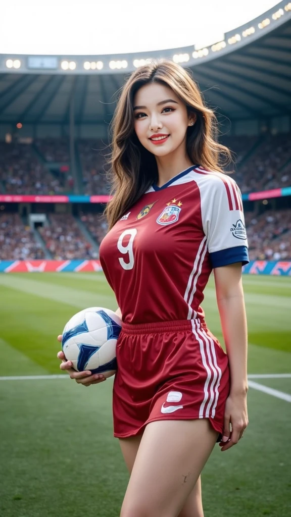 (((2 girls:1.5))、Two women standing close together in a stadium、Two Boyish Women、Football Supporters、17-year-old girls、Group photo of a group of soccer fans、Wearing a uniform)、(Realistic、Like a photograph、Live Action、8k, Realistic, RAW Photos, Best image quality: 1.4), Single-lens reflex camera、RAW Photos, Highest quality, Realistic, Highly detailed CG Unity 8k wallpaper, Written boundary depth, Cinematic Light, Lens flare, Ray Tracing, Realistic background、((The upper body is a soccer uniform:1.2、The lower half is a flared mini skirt:1.4)、Big Breasts)、((Silver Inner Color Hair:1.1))、Cute Japanese Gals、((whole body:1.5))、(short hair:1.2)、I like that style、stylish、Very detailed、Pay attention to the details、Perfect outfit、(White skin)、Beautiful feet:1.1、View from above、Accurate Arm、Super detailed face