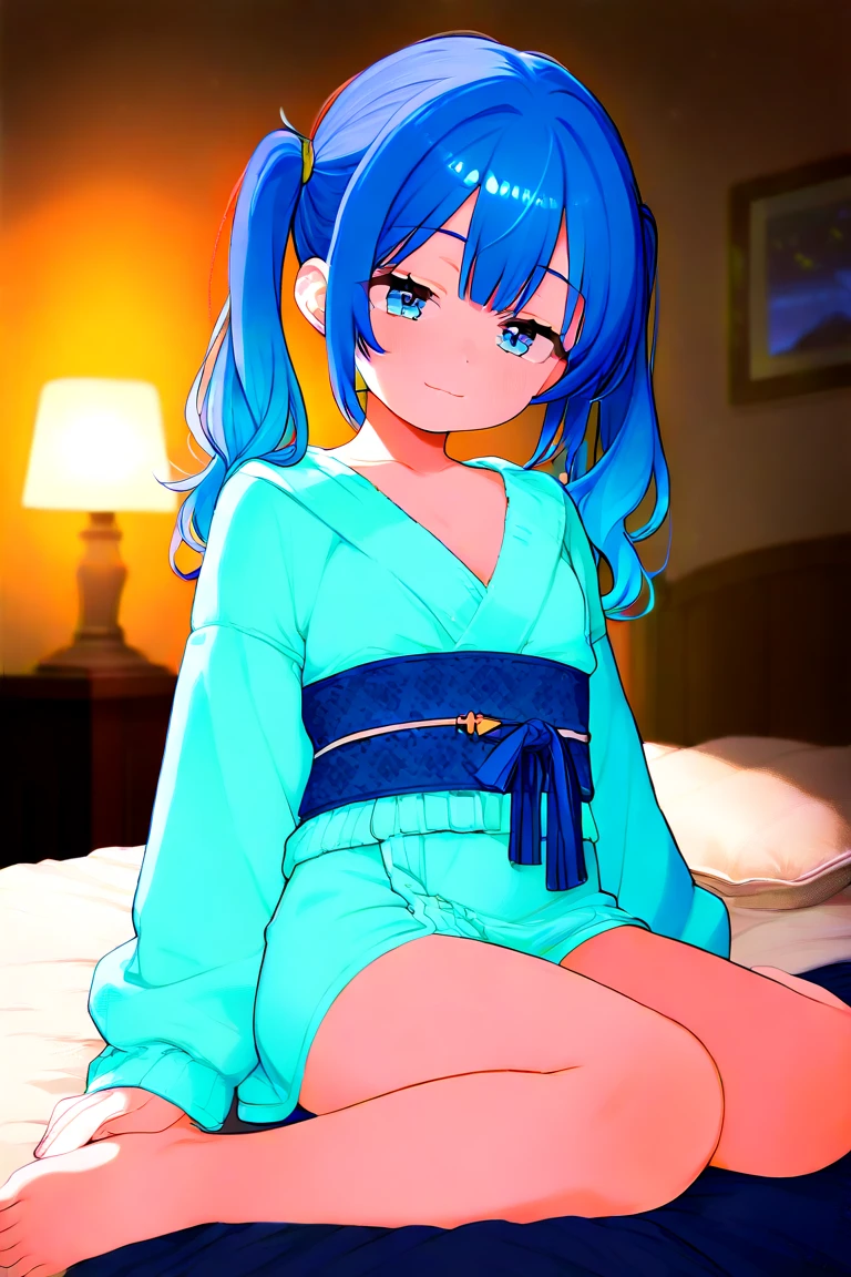 (Masterpiece, Best Quality, High Quality, Highres:1.5), Detailed, Extremely Detailed, Ambient Soft Lighting, 4K, (Extremely Detailed Eyes:1.5),

(ganyu \(genshin impact\):1.5), 1girl, solo, blue hair, blush, shy, full body, (bedroom:1.2), (wariza:1.5), (pov hands:1.5), (headpat:1.5), (night:1.5), can't be this cute, (blue pajamas:1.2), from above, spoken heart,