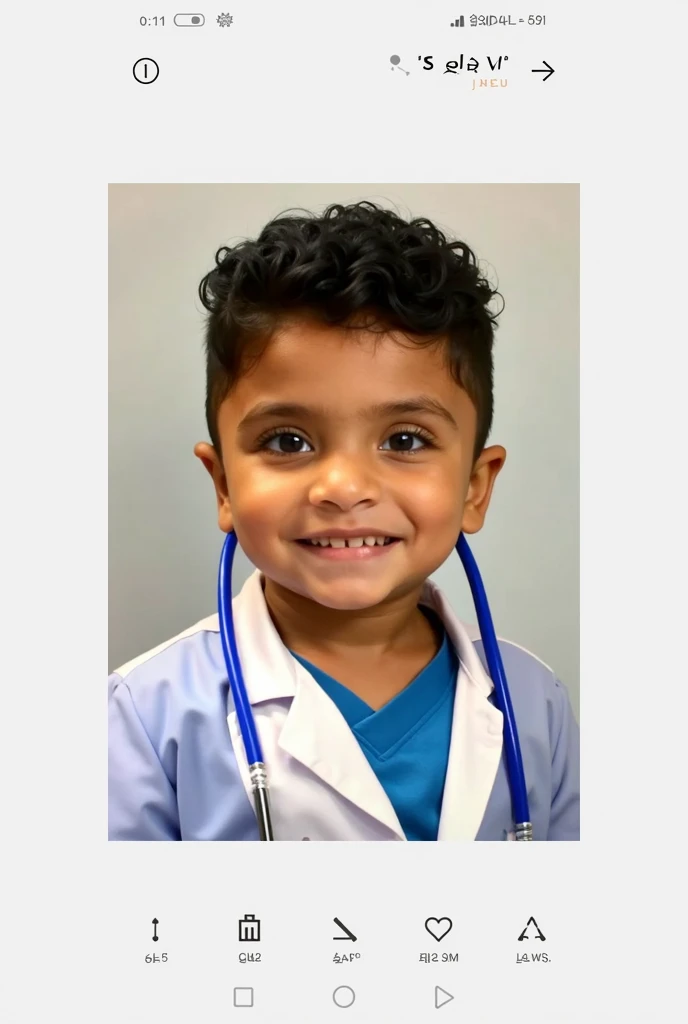 White coat wear a adult boy sitting on chair  with write a tag name Anil Kumar Sharma CHO at back of wallpaper behind the chair  with  happy Krishna Janmashtami with krishna photo