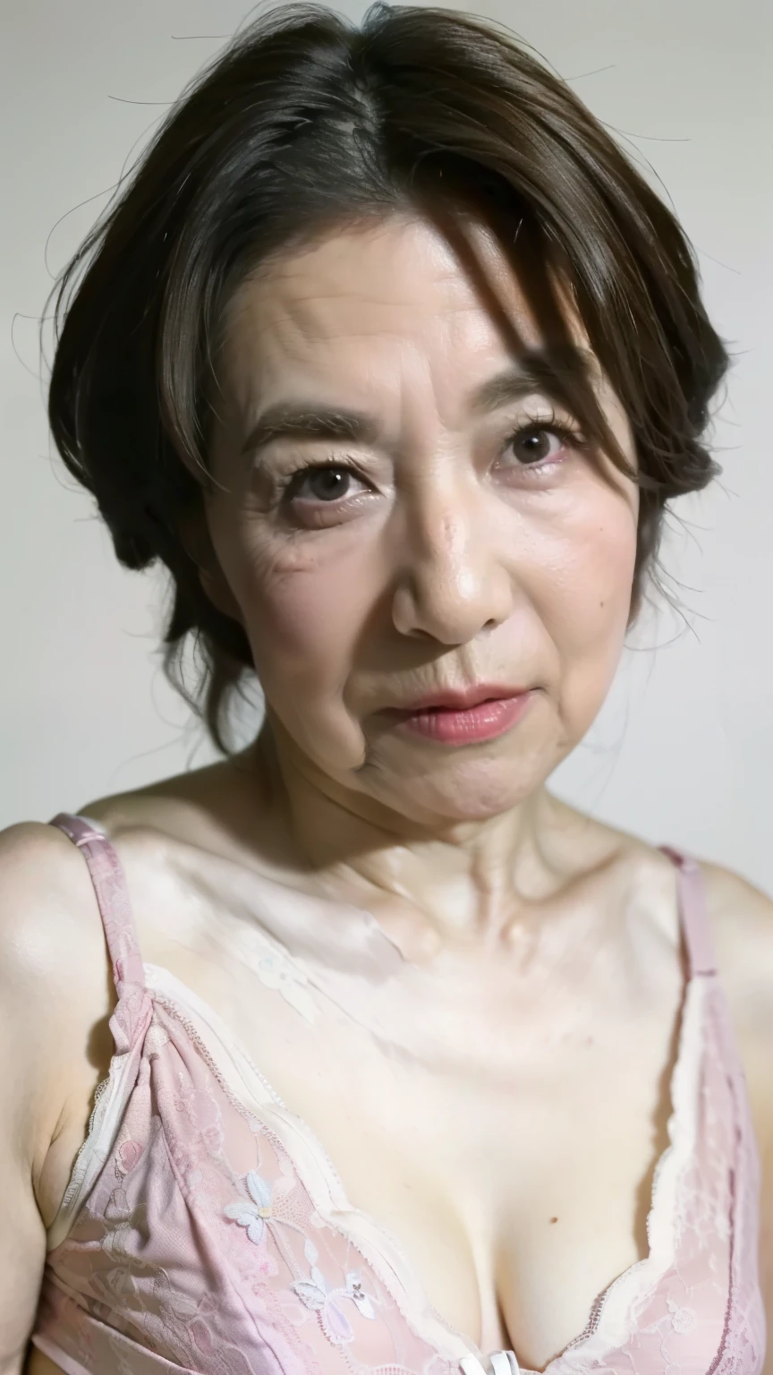 Many snails on the body, Japanese woman, 50 years old, ugly,
