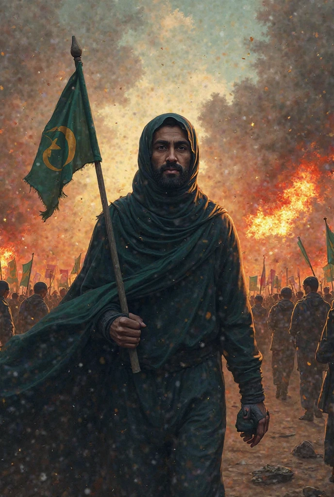 1 man karbala Sharif hand in flag realistic look
