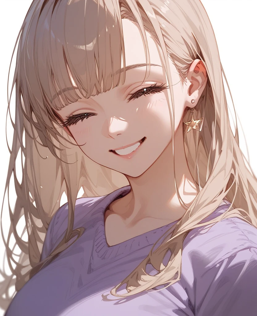 night, dark, waving hand, Upper Body, Realistic, real person, (pale skin: 1.2), RAW photo, photorealistic, portrait photography, shiny skin, japanese idol、shiny hair、(25 year old woman with medium hair with blonde bangs) and (wavy hair) and (orange eyes) , smile, open mouth, wearing a plain white T-shirt、The background is the living room、Alone、sitting at the dining table、