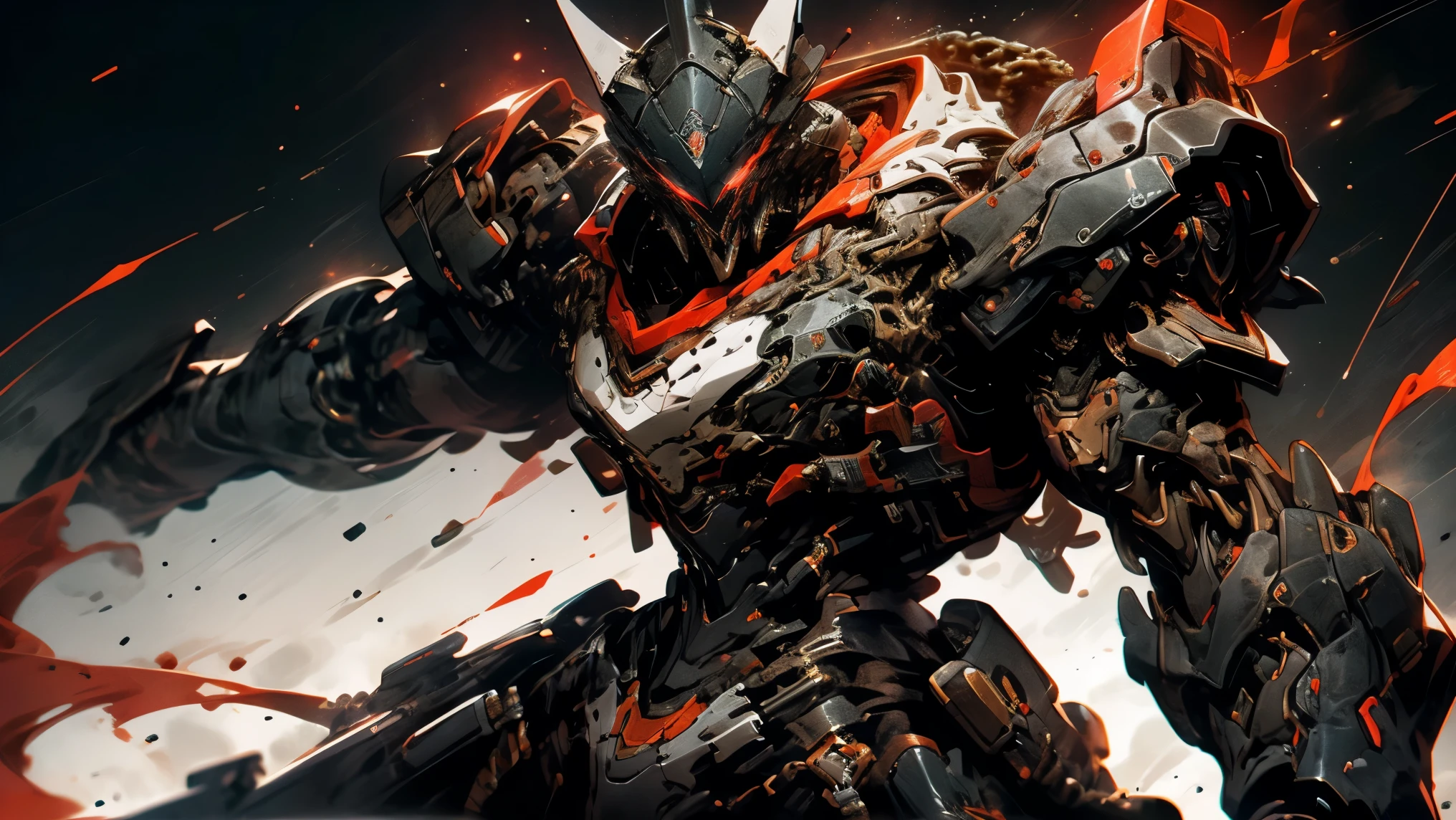 Thin outline, anime style, cool and edgy , A mysterious figure in a dark suit with robotic features, Hold the chain, wearing an advanced wolf mask with glowing red eyes, Standing on a red background , dramatic lighting, Cyberpunk, dark, sleek design, future, fashionable, pose , colorful, confident, Performance, accessories, Swirl, around , stylish, attack, 【Contemporary, fashion