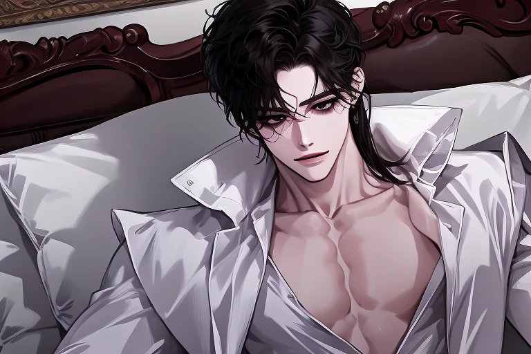A handsome man with a big chest in a bathtub, candle lit bubble bath, big pecs, attractive male, sexy masculine, relaxing, handsome male, oppai, oppai proportions, cinematic lighting, high contrast, vivid colors, 8k, masterpiece