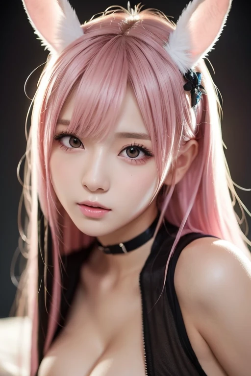 closeup, 1 girl, alone, [dark blue and pink hair: blue and pink hair:0.2], cyberpunk, high tech, V, mechanical parts, looking at audience, black eyes, long hair, interior, luminous laser earrings. high contrast, night, black, [freckles:0.9], reflective transparent rainbow, long hair, breasts, white skin most beautiful Korean woman's face, seductive expression, (relaxed pose: 1.5), eva, complex background, Sony a6300, extremely beautiful and gorgeous anime illustration, with cinematic perspective，(relaxed pose: 1. 5), eva, complex background, Sony a6300, extremely beautiful and gorgeous anime illustration with a cinematic perspective,naked,full body