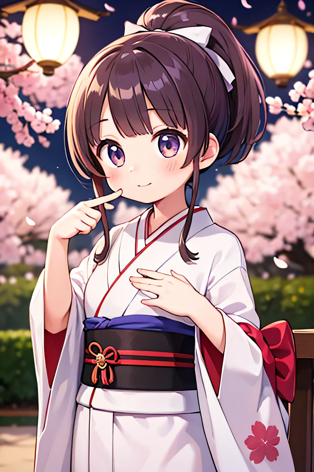 Anime girl in kimono outfit standing in front of a tree - SeaArt AI