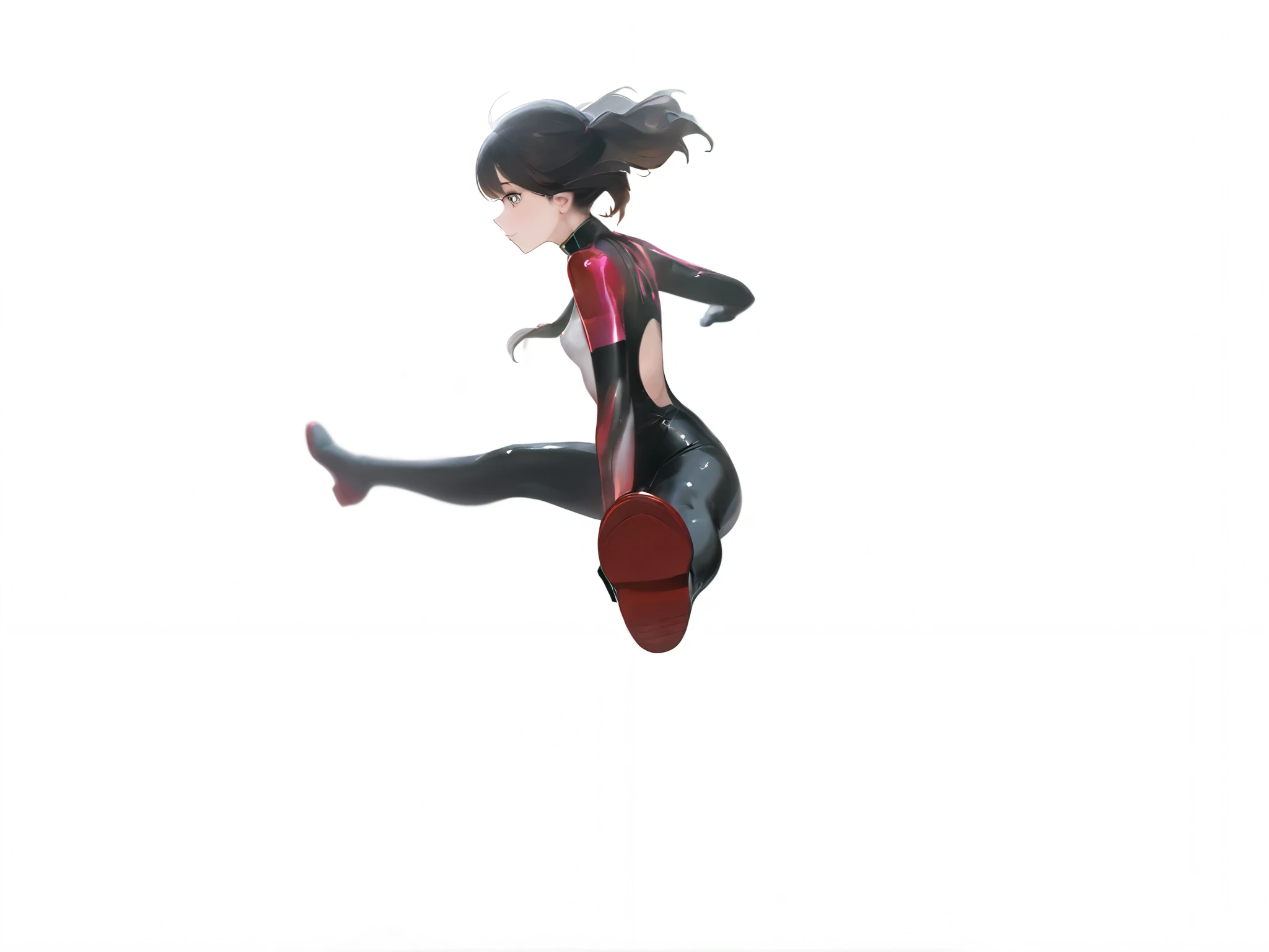 A girl jumps in the air, dynamicposes。urban backdrop