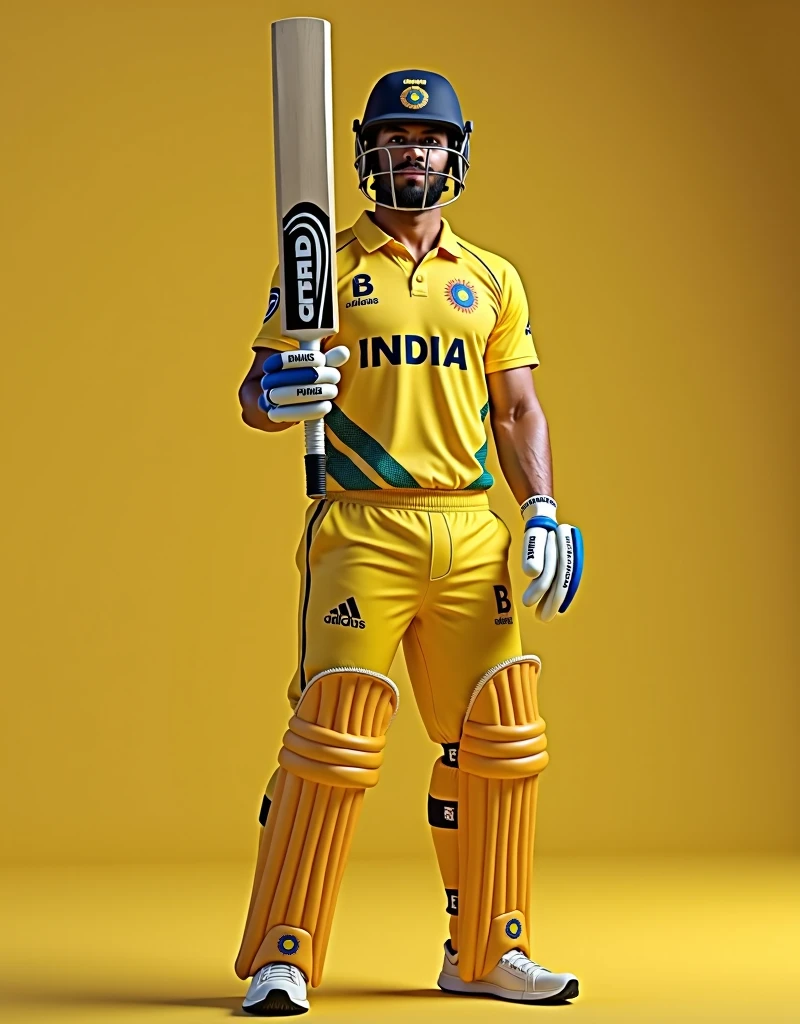 Base model of a handsome indian man, homoerotic, masterpiece, crotch bulge, handsome face, posing for photo shoot, ultra HD, 16k resolution, handsome face, beautiful eyes, messy hair, he is a cricket player, (wearing indian cricket team Jersey), holding a cricket bat