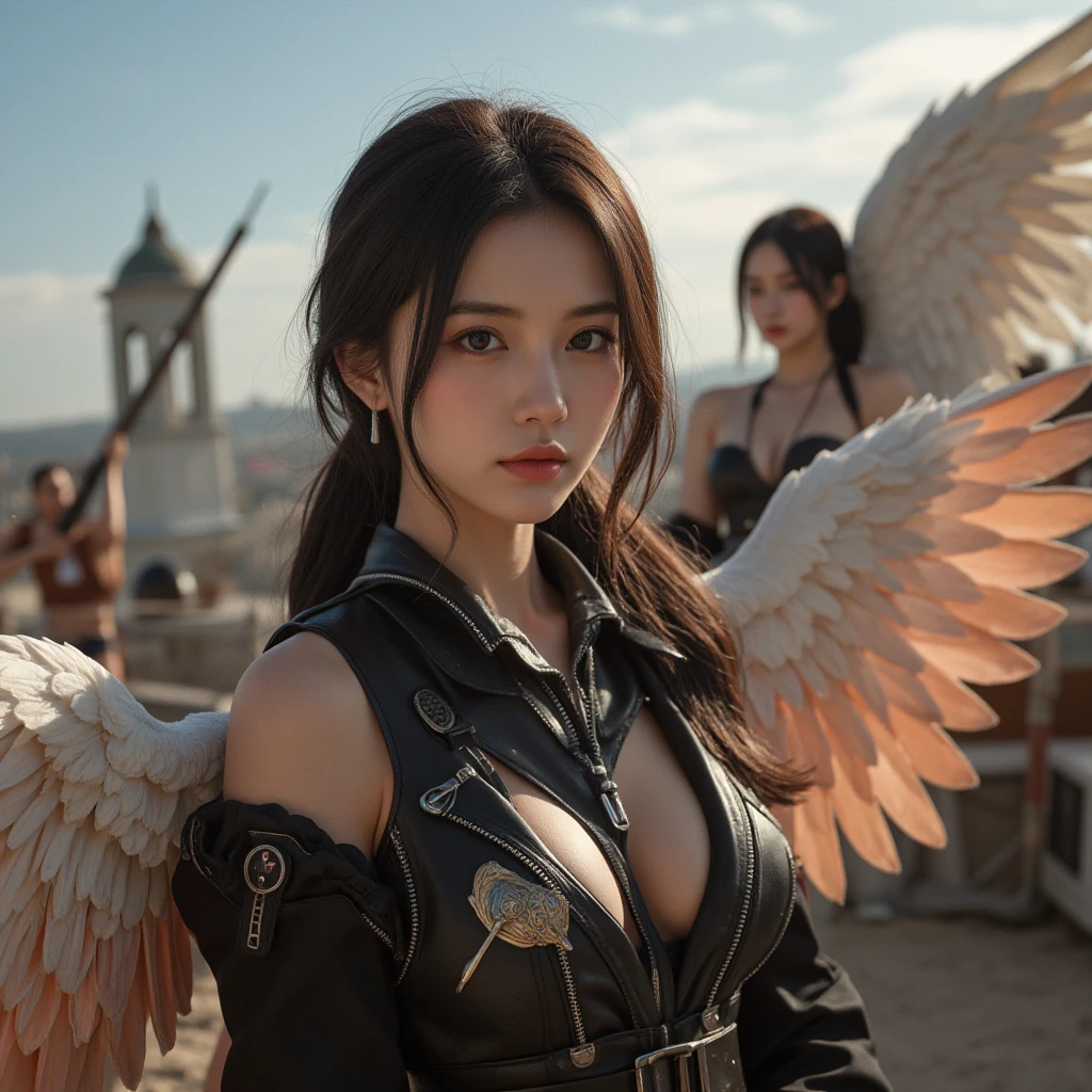 Future mecha female general,The void is shattered,Smoke-billowing mecha female CG Giant Secret Realm,Asian women pose in colorful bikinis, Realistic secret mech girl rendering, detailed face of a asian girl, Reality in the secret world, Smooth CG art, Realistic. Cheng Yi, Realistic secret style, A lovely secret rendering, Rendu portrait 8k, Render character art 8 K, Realistic portrait of a mecha woman, (Linen batik scarf), Angry fighting stance, looking at the ground, Batik linen bandana, Mecha Female Secret Realm(Abstract propylene splash:1.2), Dark clouds lightning background,废墟(realisticlying:1.4),Black color hair,Flour fluttering,Telephoto lens high, A high resolution, the detail, RAW photogr, Sharp Re, Nikon D850 Film Stock Photo by Jefferies Lee 4 Kodak Portra 400 Camera F1.6 shots, Rich colors, ultra-realistic vivid textures, Dramatic lighting,8K quality, Girls,Backstreets, Dark clouds lightning background(realisticlying:1.4),Black color hair,Uncharted, RAW photogr, Sharp Re, Nikon D850 Film Stock Photo by Jefferies Lee 4 Kodak Portra 400 Camera F1.6 shots, Rich colors, ultra-realistic vivid textures, Drama light film CG agency,Tropical canyon battle scene、Mecha woman、Faraway view、intense battles、high detal、masuter piece、NSFW,Mecha Woman Doomsday Ruins(Uncharted)Climb the streets(Armageddon)eyes filled with angry,Clenched his fists