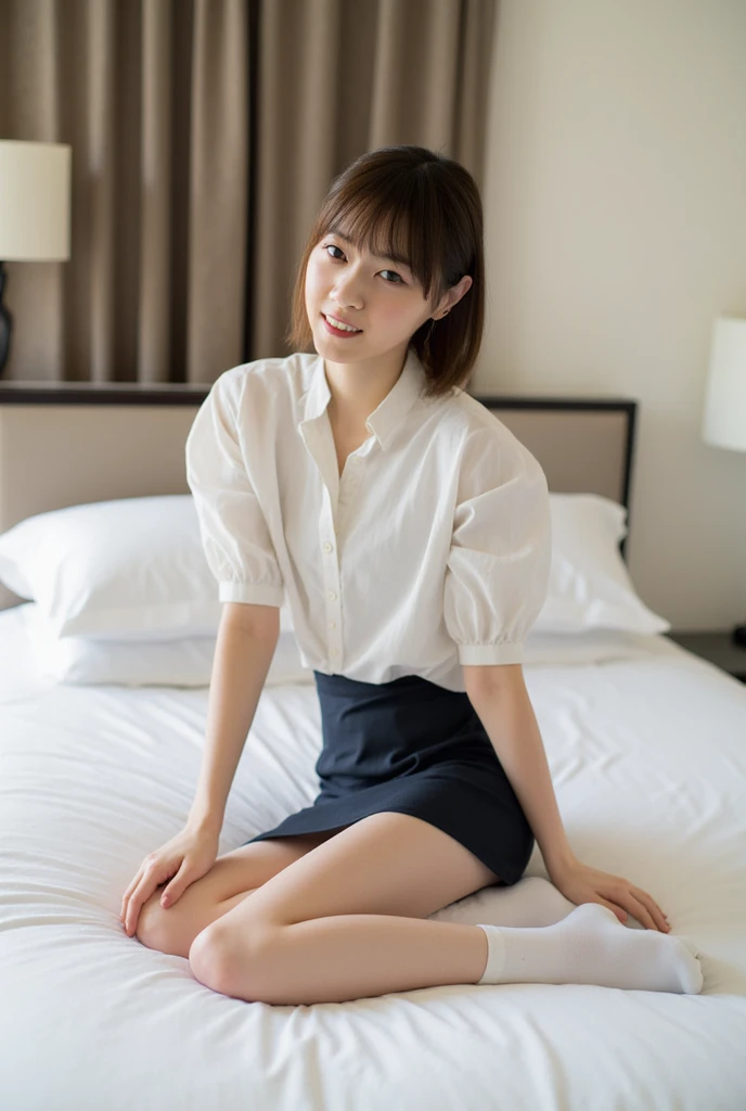 short cut hair,beautiful,K-POP idol,japanese idol,japanese actress,High resolution,beautiful skin,8K,RAW photo,highest quality,masterpiece,realistic,photo-realistic,clear,professional lighting,beautiful顔,highest quality,超High resolution,whole body,sexy,beautiful feet,beautiful歯列, beautiful唇,smile, Tight Skirt,mini skirt,panty shot,Panty shot,up skirt,sexyな下着,white panties