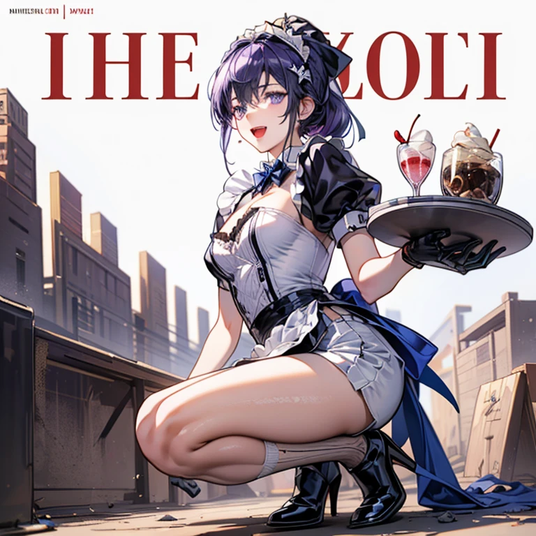 (small breasts:1.2), (perky chest:1.2), (pointed chest:1.2), (Pudding cake magazine cover:1.3),(from above:1.0),(shoot from the side:1.1),masterpiece, 1girl, Amazing Cleavage:1.1, thin waist, optimum,tmasterpiece,hight resolution,best qualtiy,hyper HD,super detailing,awardwinning,a 18yo cute girl,(The upper part of the body),anatomy correct,Beautiful Black miniskirt,garters,Gaze,Small face,bangss,holster,Beautuful Women,hands up,leg holster,Gaze,black boots,Cowboy Shot,cute face,a blond,Longhaire,Twin-tailed,Braids, Hairline,（scarlet eyes）,long eyelasher,Hanging eye corners,White skin of the, ((see through camisole:1.1)), ((Sheer nipples:1.0)),Rocket Tits,(Slim body),smile,seductive weak smiling,(with sparkling eyes and a contagious smile),little open mouth, Looking at Viewer,
