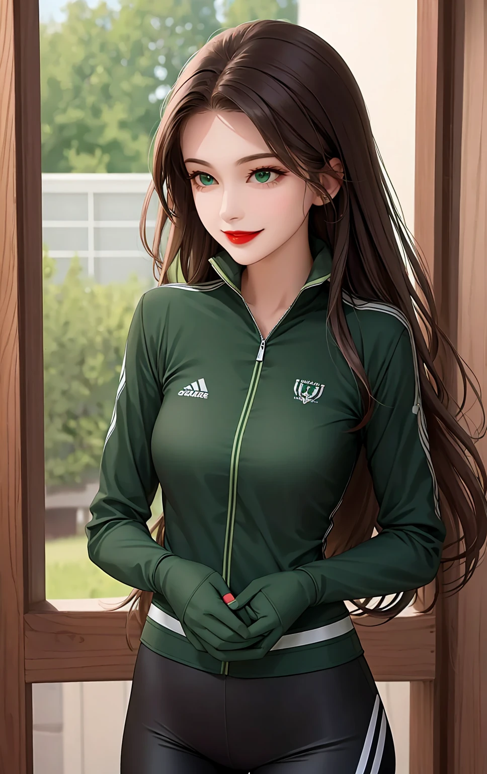 (masterpiece,highest quality,超A high resolution),japanese woman, (((very beautiful 20 year old girl))), pretty girl、look at the photographer､  ((beautiful low ponytail)), super cute face, glossy lips, double eyelids in both eyes,natural smile、 natural makeup, long eyelashes, Shiny and smooth hair､center image,  perfect limbs, perfect anatomy,(((soccer uniform)))、(wet with sweat),,beautiful breasts,See-through,panty line,turn around and look back