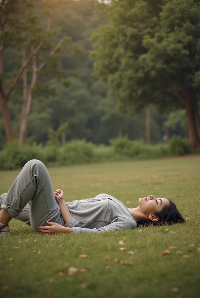 He lay down on the ground and pretended to be dead, holding his breath.