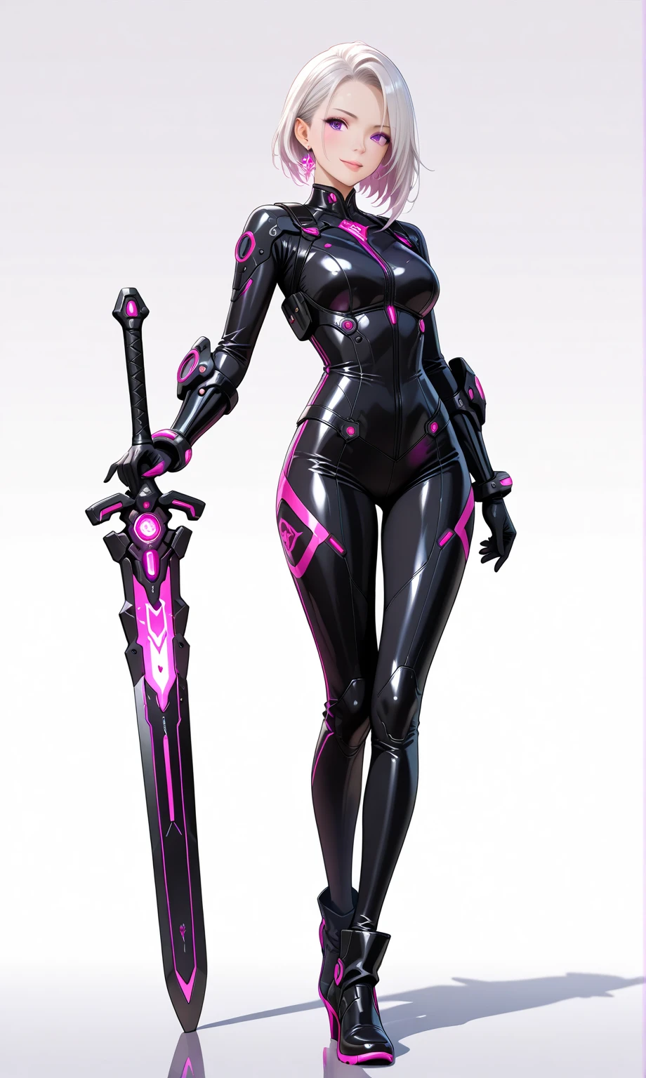 anime style, pink hair, (short bangs hair:1.36), wide hips, slim hourglass figure, narrow waist, depth of field, 1girl, (neon starry girl next door:1.3), (on a   background:1.3), (full body:1.4), pose, [:intricate, formal costume design:0.2], muscular, zettai ryouikia, big breasts, wide hips, athletic thicc perfect hourglass figure,skindentation, ((armor, thigh cutout:1.3):1.2), (dark skin:0.6)