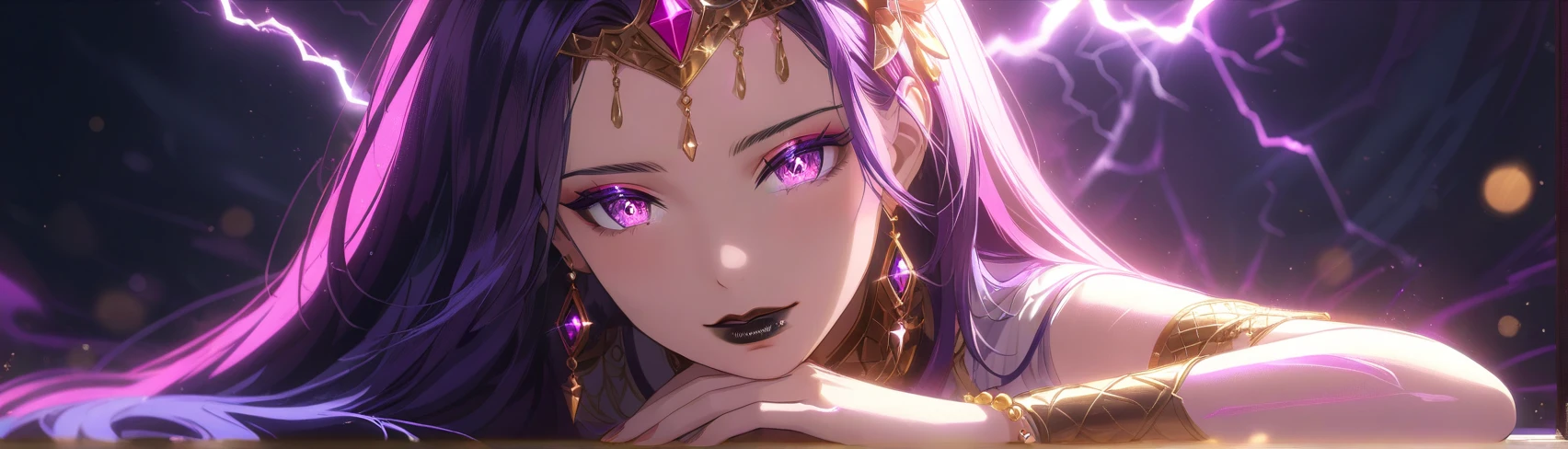 Mature Woman,(((Female fortune teller))),(((A veil covering the mouth,Light gloves))),(Detailed Description, High resolution,8k wallpaper,masterpiece,Highest quality,Depth of region,Anatomically accurate depiction,A face with attention to detail, Eye for detail,Nice hands, Perfect Fingers),((A seductive smile)),eyelash,(Hypnotized Eyes),Large Breasts,(From above:1.1),Perfect body,Purple lips,Shadow,Villainess,background:Inside a dimly lit church,(((Sitting in a chair,A round crystal ball emitting an absorbing light is placed in the palm of his hand.))),