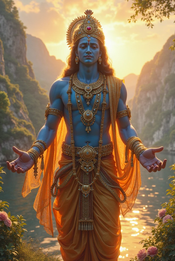 young baby boy, 13 year old, attractive male deity, indian god, hindu god, an exhausted deity, smile, beautiful, clear,blue skin,puṣkaracūḍa, in the style of hyper-detailed illustrations, digital airbrushing, grisaille, lively action poses,