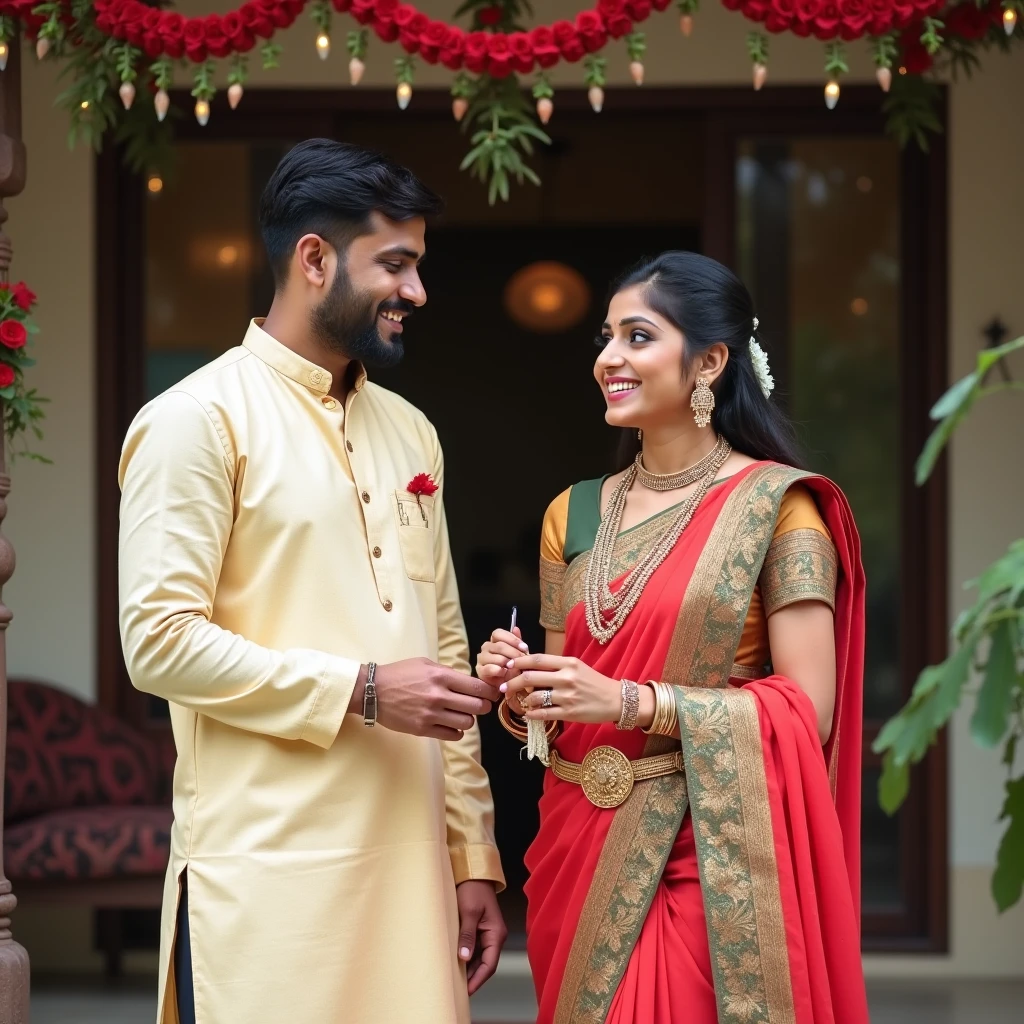 Beautiful Indian woman in Saree with short hair physiotherapist married to handsome futsal player