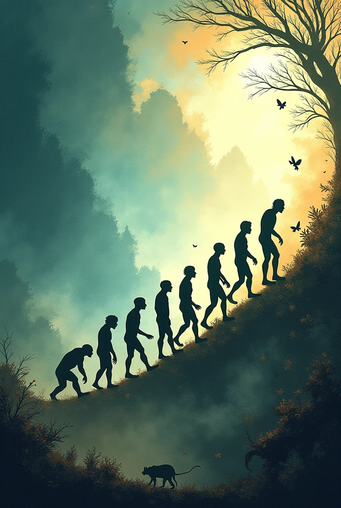 Human Evolution in Africa. Leave the left half and top third of the image without characters, then, where will I put the text.