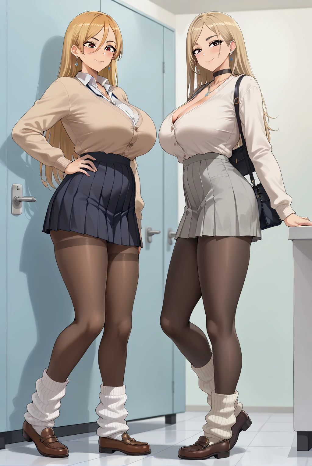 Billie Eilish, masterpiece quality, (masterpiece quality:1.3), high res, realistic, lots of detail, alone, 1girl, (1girl:1.9), solo, in a college classroom, in a classroom, college students in background, chalkboard in background, long hair, platinum hair, (platinum hair:1.5), wearing college uniform, wearing choker collar, wearing black lace bra, wearing red plaid skirt, (miniskirt:1.5), bare legs, (bare legs:1.5), thin body, wide hips, (wide hips:1.5), big breasts, (big breasts:1.5), lots of cleavage, worried, (worried face:1.5),