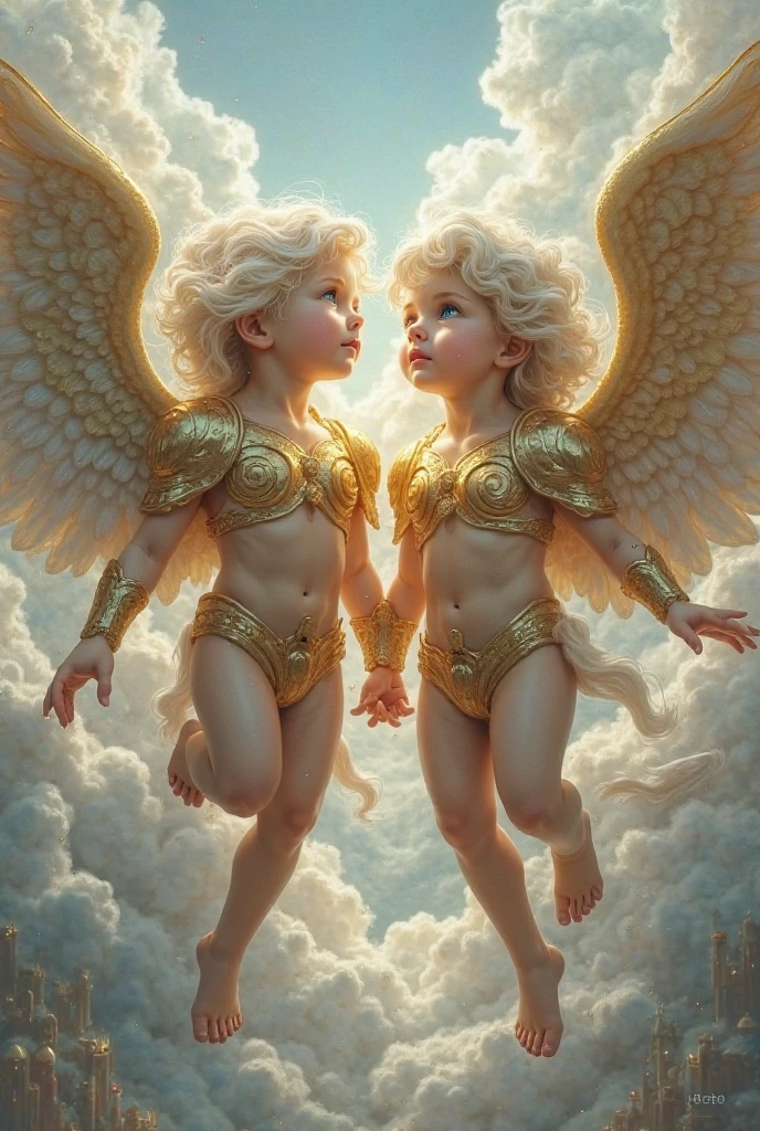 2 winged cherubs looking at each other near Moses in the desert